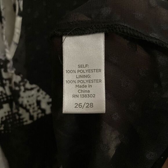 Avenue tie front floral flowy black & white polka dot tunic BoHo blouse 26 NEW - Picture 6 of 7